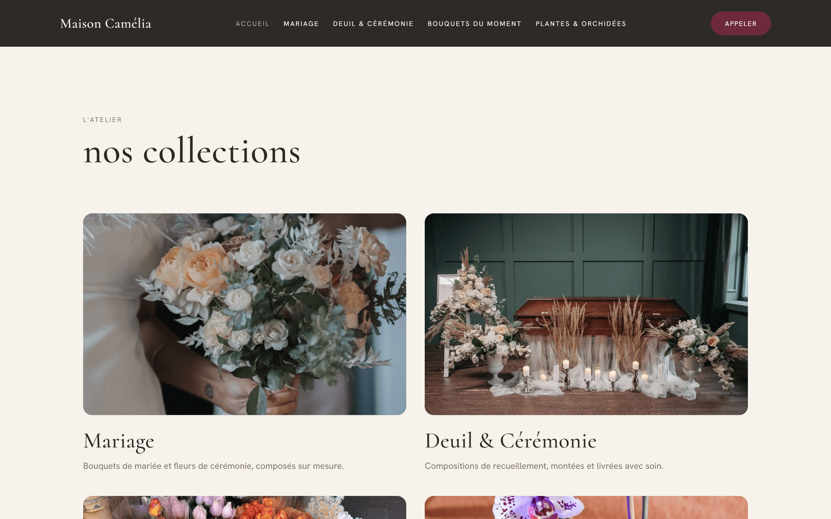 Site fleuriste — autre section